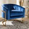 Baxton Studio Tomasso Blue Velvet Upholstered Gold-Finished Lounge Chair 152-9264 - alternate 2